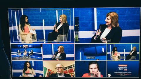 Keine Macht dem Hass im Talk Regieransicht der Veranstaltung mit verschiedenen Screens auf dem Bildschirm