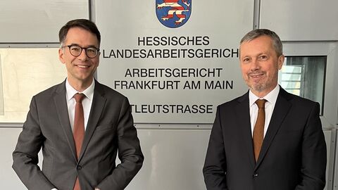 Justizminister Christian Heinz mit LAG-Präsident Frank Woitaschek